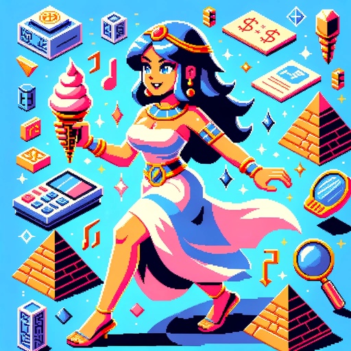 A vibrant, energetic character who brings ancient tales to life with a modern, crypto twist.